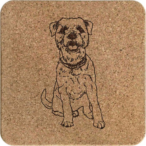Border terrier square cork - 'border, terrier'