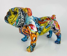 Multicolour Graffiti Street Art Urban British Bulldog Ornament Figurine Dog