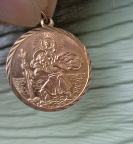 Gold christopher pendant - gold,