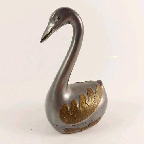Pewter swan figurine with - pewter,