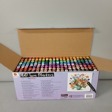 DecoTime 160 Twin Markers Set Dual-Tip Art Markers Fine Broad Drawing Boxed -CP 