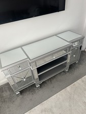 Entertainment Unit Silver Mirrored Venetian
