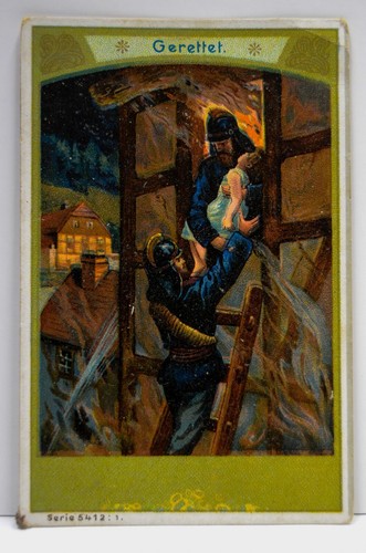 German trade card - fire, fireman