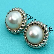 Tiffany Pearl Earrings Silver