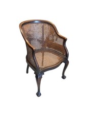 Antique Victorian Mahogany Bergere Salon Chair With Ball And Claw Feet