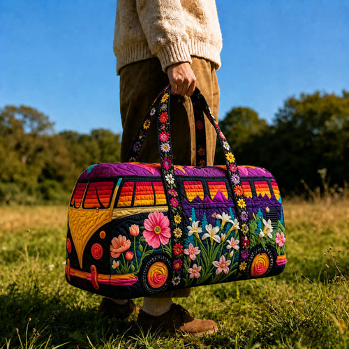 Hippie camper van duffel - camper, bag