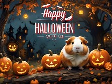 Happy Halloween Greeting Card Guinea Pig A5 Blank Pigs Pumpkin Pumpkins Pet Pets