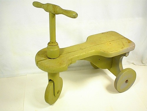 Vintage wood toy tricycle - wood,