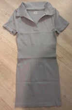 bluey-grey ribbed polo dress