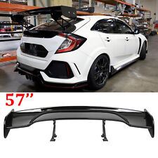 For Honda Civic Hatchback Sport 57” Rear Spoiler Wing Adjustable GT-Style Glossy