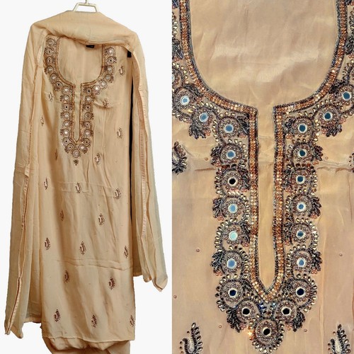 Beige pure crepe hnd wrk - pure,