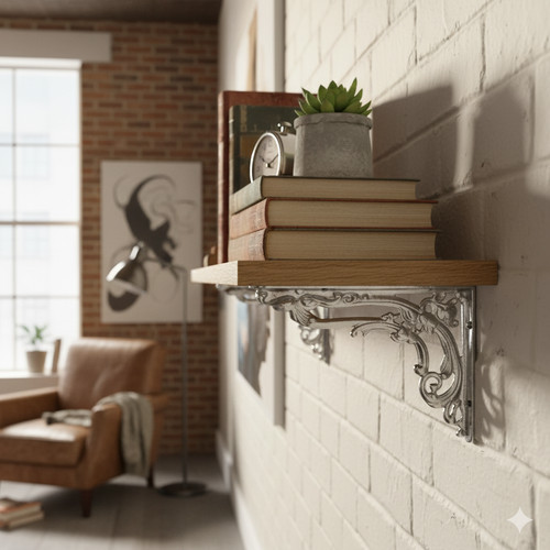 Shelf brackets solid oak wood - solid,