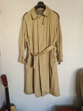 Aquascutum Trench Coat Mac Jacket Mens Belted Khaki Tartan Lining Vintage M/40