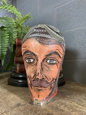 Antique Vintage Head Form Biggles Hand Painted Hat Block Millinery