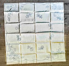 Vintage Stamped Pure Linen Tablecloth to embroider 92 x 90 cm
