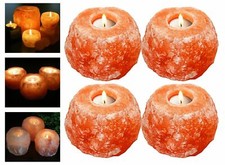 4X HIMALAYAN CRYSTAL ROCK SALT CANDLE TEA LIGHT HOLDER NIGHT DESK CANDLE LAMP