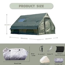Inflatable Tent XL Luxury Glamping Tent Camping Outdoor Windows Large Army Green