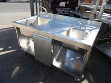 Stainless Steel Double Bowl Sink Unit with Bin Chute 1510 x 870 mm £250 + Vat