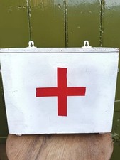 Vintage Wooden First Aid Medicine Cabinet Box. Mid Century Utility Industrial