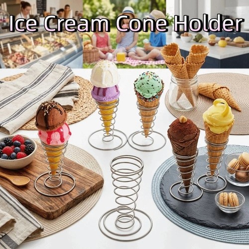 Stainless steel ice cream cone - cream,