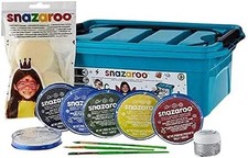 Snazaroo Beginner's Make-Up Case, 6 Colours & Glitter Gel with 3 Brushes, 2 Spon