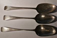 1801 George III Good Solid English Sterling Silver Serving Spoons. 172g.