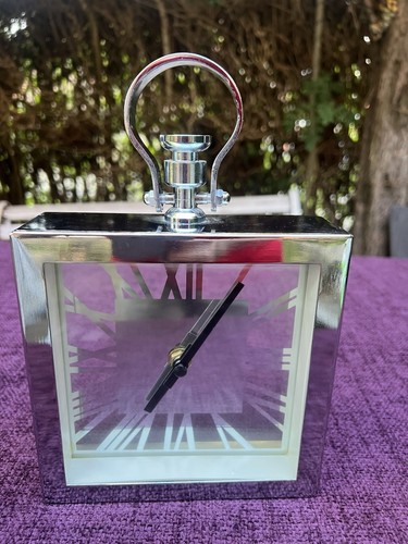 Square chrome clock unusual - chrome,