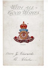 WW1 Good Wishes postcard Royal Garrison Artillery RGA