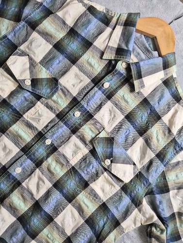 Mens blue green plaid - plaid, crinkle