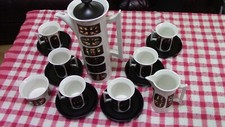 Rare 1960s PORTMEIRION GOLD SIGNS COFFEE SET SUSAN WILLIAMS-ELLIS DESIGN