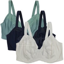 Ladies Underwired Full Cup Bra Cotton Rich UK New Regular & Plus Size M S L