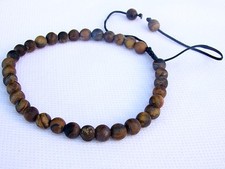 Gemstone Men's Macrame Bracelet all 6mm Natural Matt Tiger Eye beads