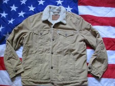 GENUINE LEVI LEVIS trucker sherpa JACKET COAT khaki cord denim big E XL