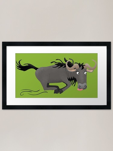 Funny wildebeest running