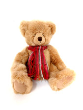 Russ Berrie House of Fraser Bear Soft Golden Teddy Bear, 2003 with red scarf