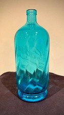 Uranium blue glass syphon soda bottle, French
