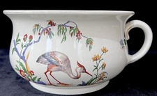 Maple & Co London Paris Antique Ceramic Chamber Pot with a Water Bird Design