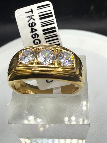 Mens gold three stone ring - mens,