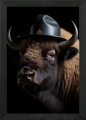 Police officer bison framed - police,