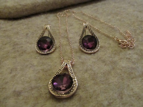 Purple crystal necklace - purple,