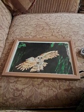 Original Vintage Tawny Owl Watercolour Painting Signed Framed