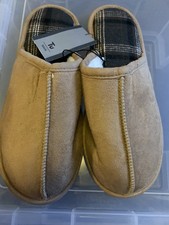 Mens Tan Faux Suede Mule
