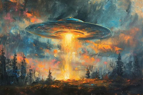 Ufo alien flying saucer canvas - ufo,