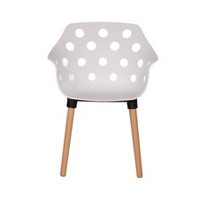 White Contoured Seat Cheese Occasional Chair With Beech Wooden Legs - Was £60.00
