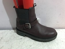 Clarks size UK 2 F girls ankle dark brown leather boots shoes - BP