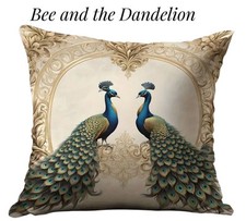 Gorgeous Peacocks on a Cream Cover  Cushion COVER  45cms x 45cms