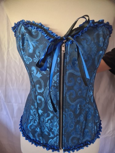 Blue zip front corset - zip,