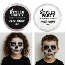Stylex Party Face Paint Black & White 18g Halloween Makeup Kids Adults Costume
