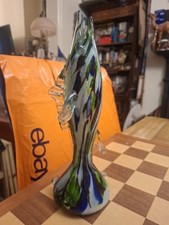 Vintage 1960s Mid Century Murano Glass Fish Vase Italian 28cm For 1 Stem Flower