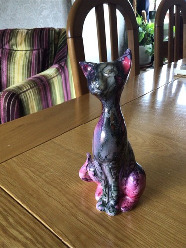 Vibrant marbled cat figurine - cat,